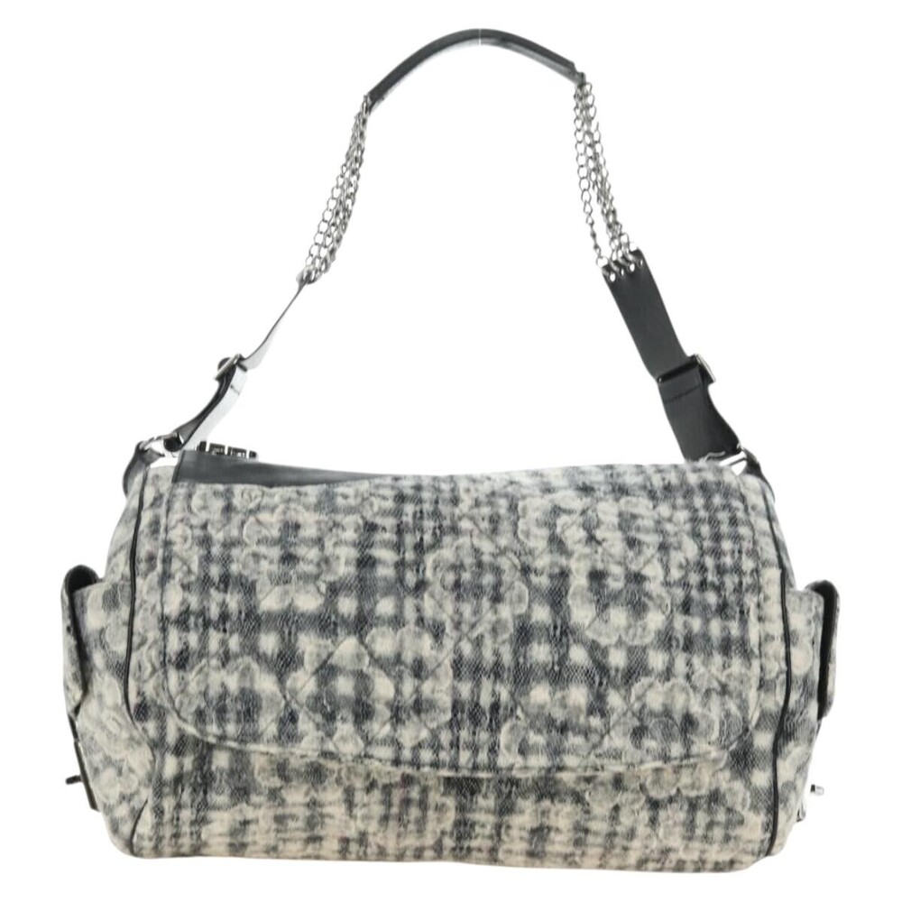 Chanel Vintage Camellia Flap Camera Quilted Tweed Large